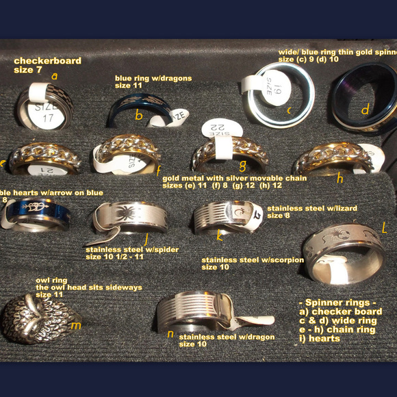 Stainless Steel Chain Link Spinner Rings. gold metal ring, silver metal chain  . - Picture 7 of 7